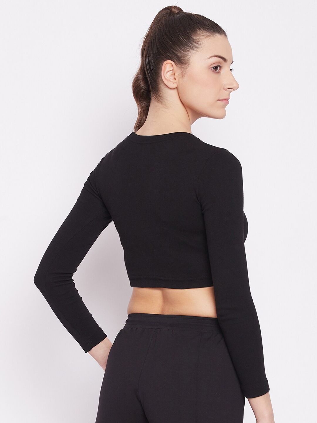 Classic Black Long Sleeve Crop Top