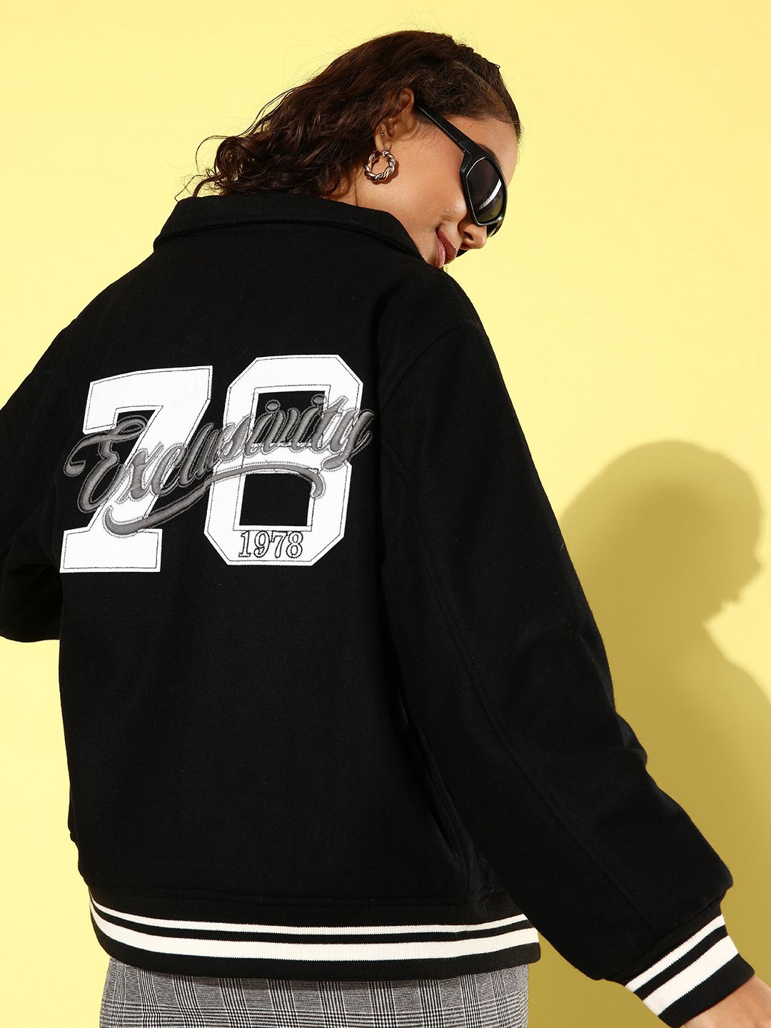 Black “R” Patch Varsity Jacket – Streetwear Letterman Bomber