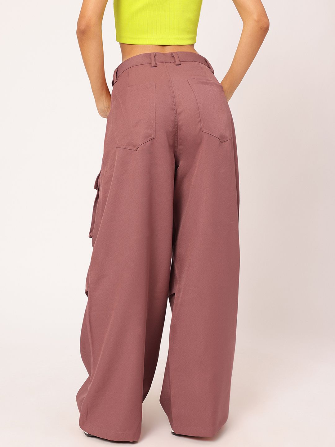 Rose Pink Multi-Pocket Wide-Leg Cargo Pants – Streetwear Utility Fit