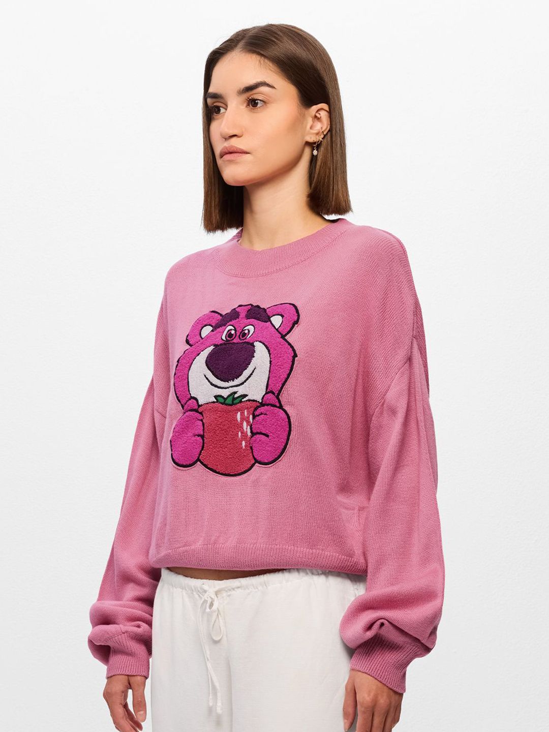 Pink Cartoon Bear Knit Sweater – Cute Cozy Winter Wear