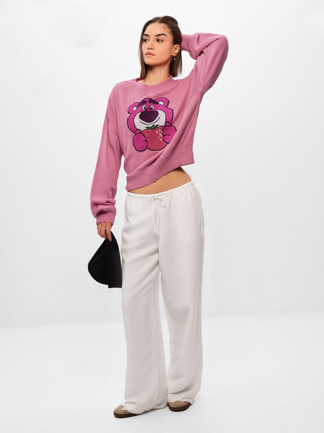 Pink Cartoon Bear Knit Sweater – Cute Cozy Winter Wear