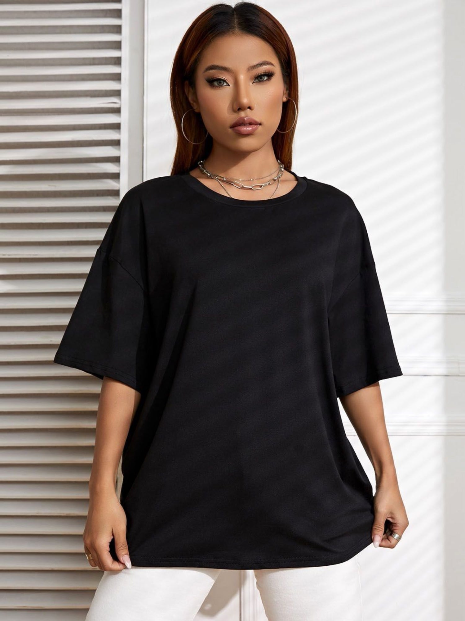 Oversized Black Casual T-Shirt