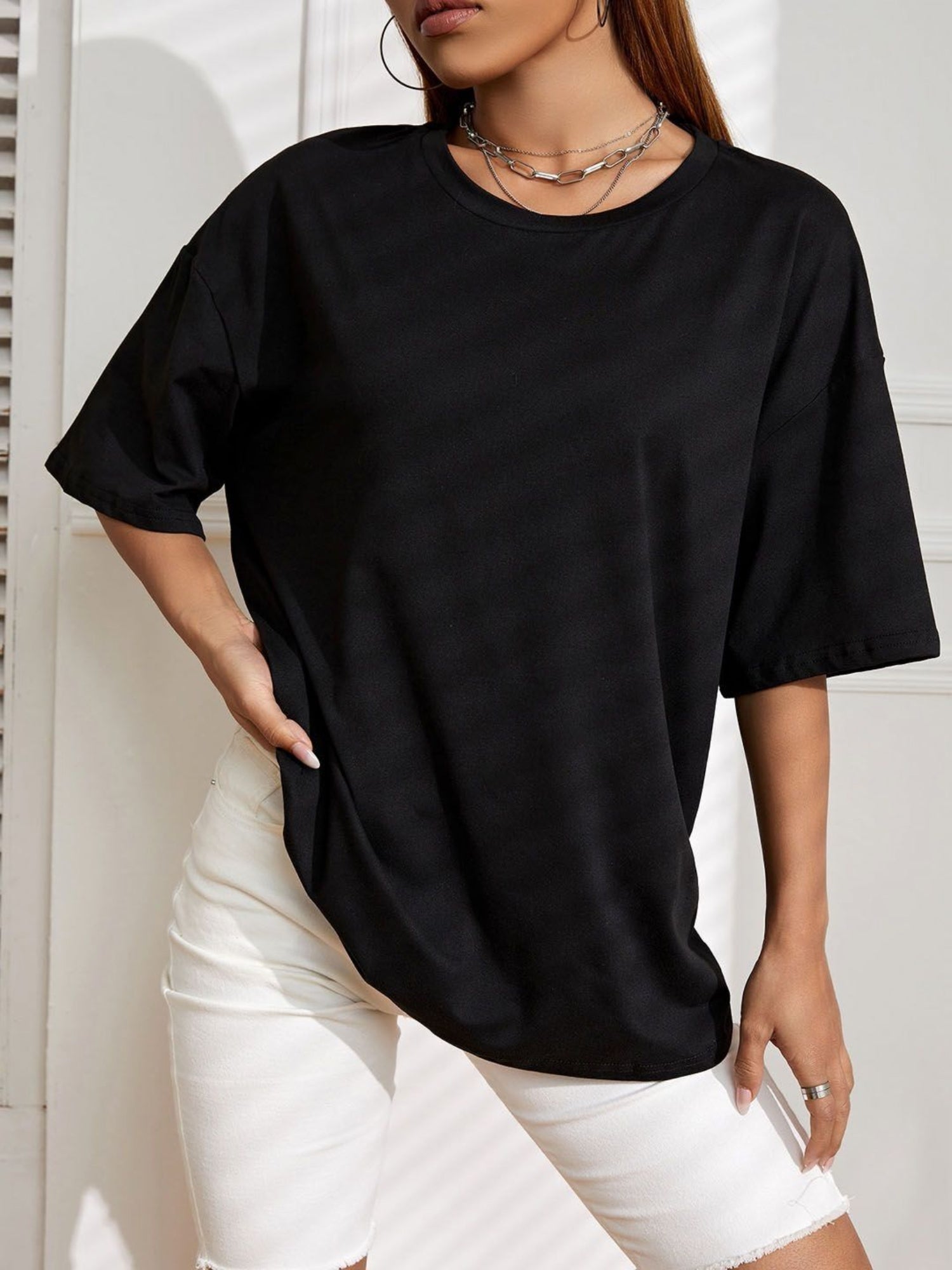 Oversized Black Casual T-Shirt