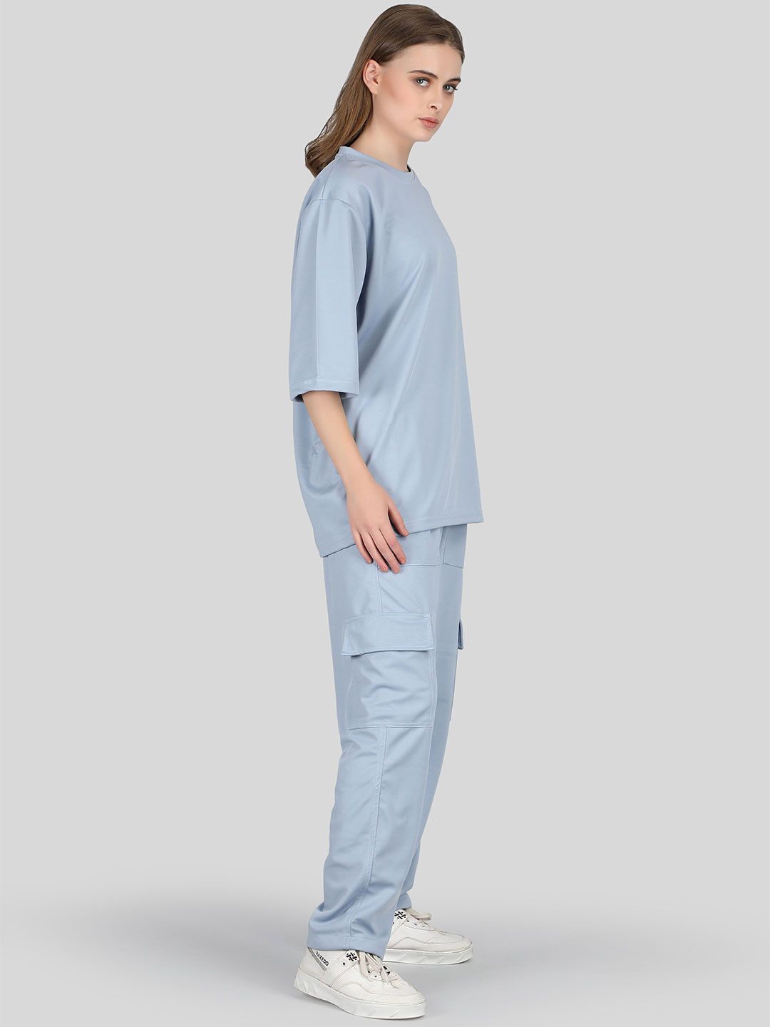 Sky Blue Oversized Cargo Co-ord Set – Relaxed Streetwear Fit