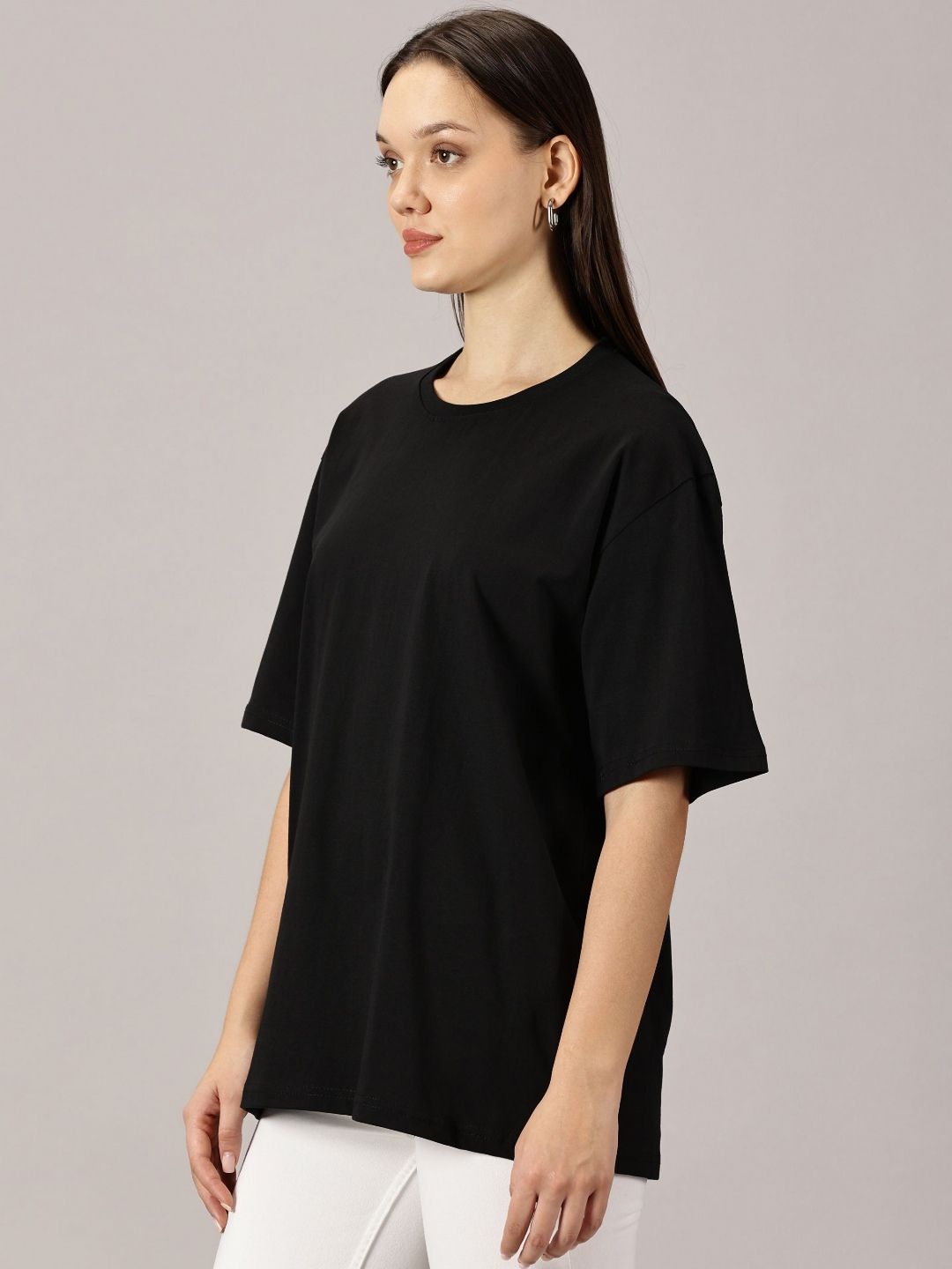 Oversized Black Casual T-Shirt for women's