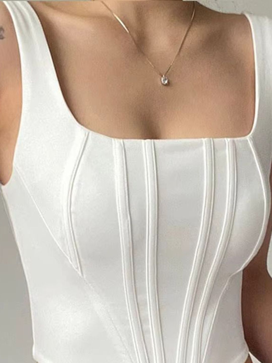 White Structured Corset Crop Top – Chic Party & Evening Wear
