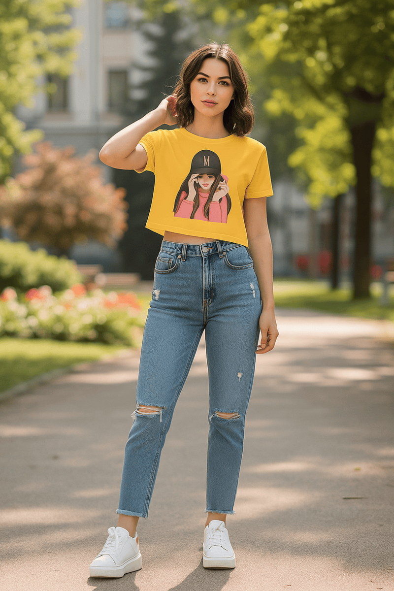 Sunny Yellow Graphic Crop Top - BTS