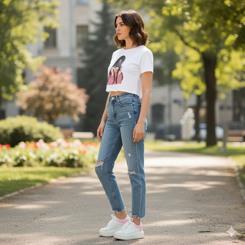 BTS Girl White Crop Top
