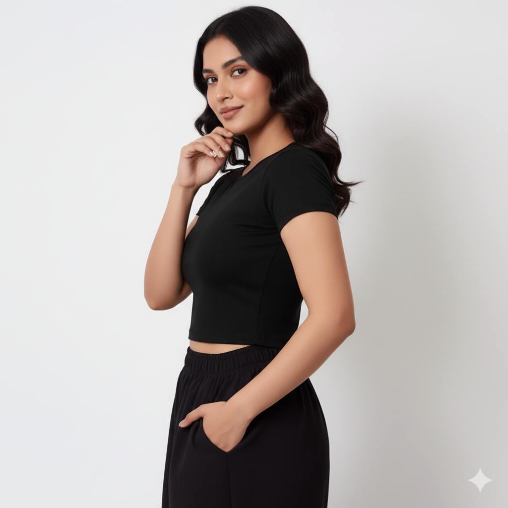 Classic Black Crop T-Shirt / Top