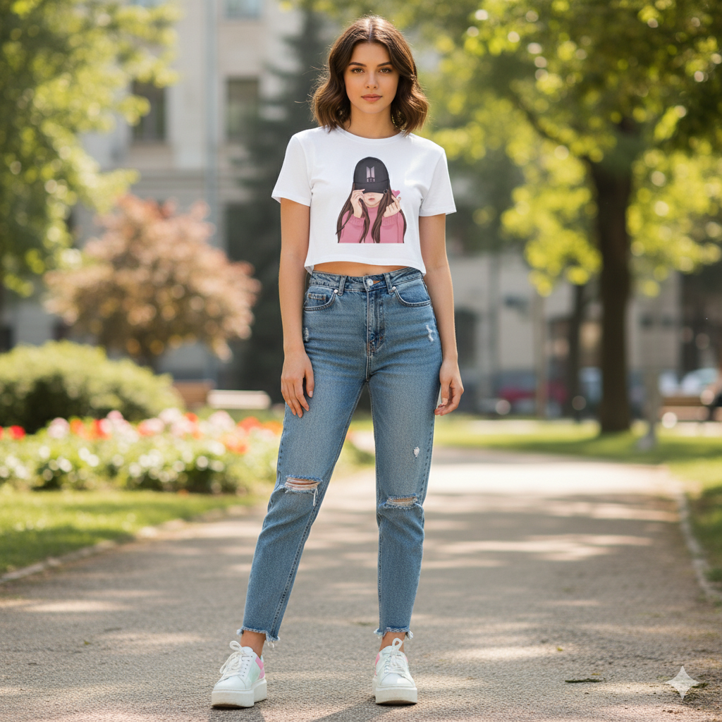 BTS Girl White Crop Top