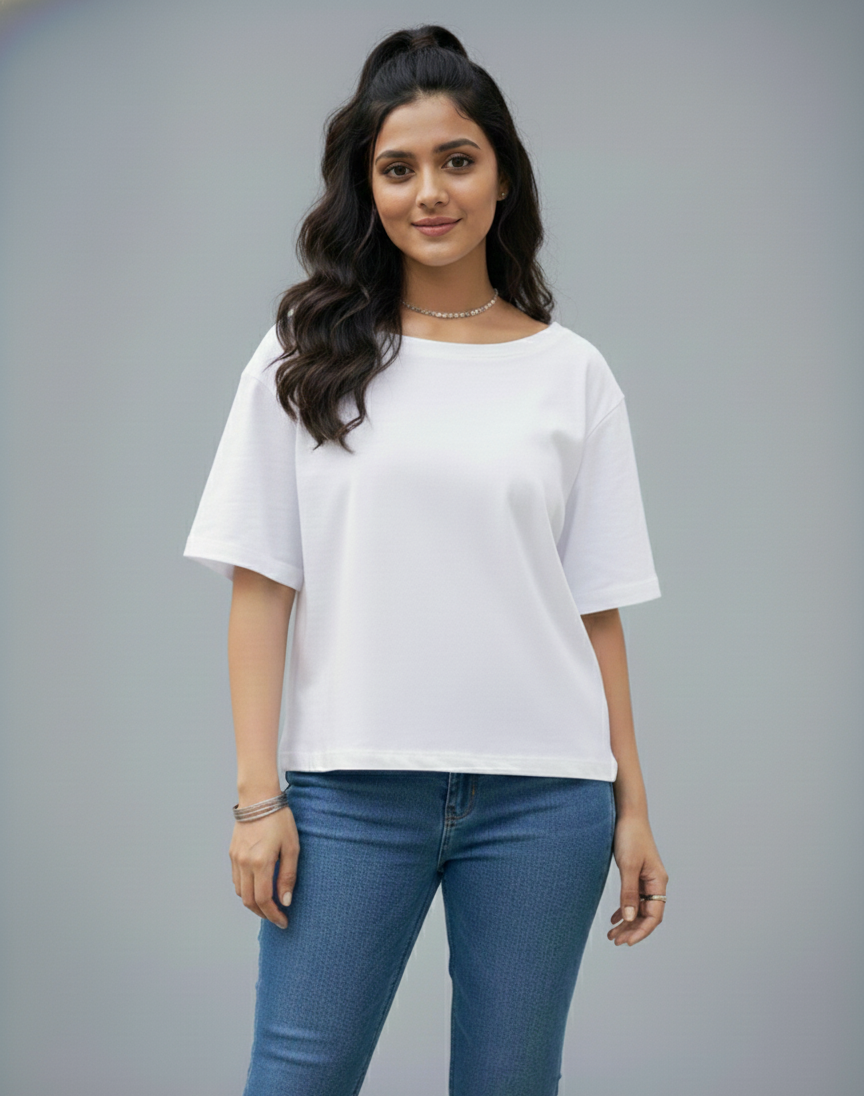 Women’s Oversized T-Shirt | Relaxed Fit Half Sleeve Tee | Soft Cotton Casual T-Shirt for Daily Wear