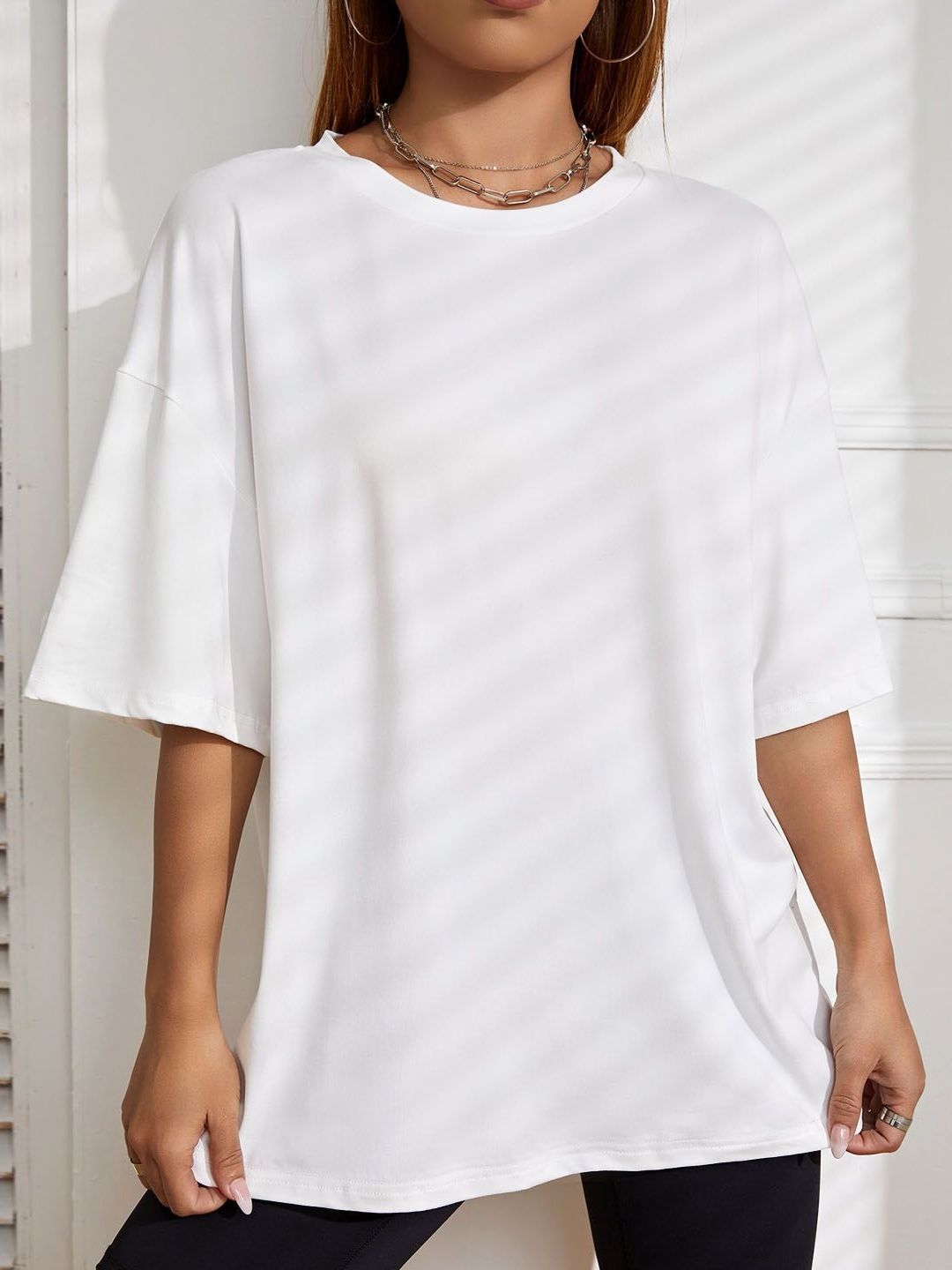 Oversized White Casual T-Shirt for women's