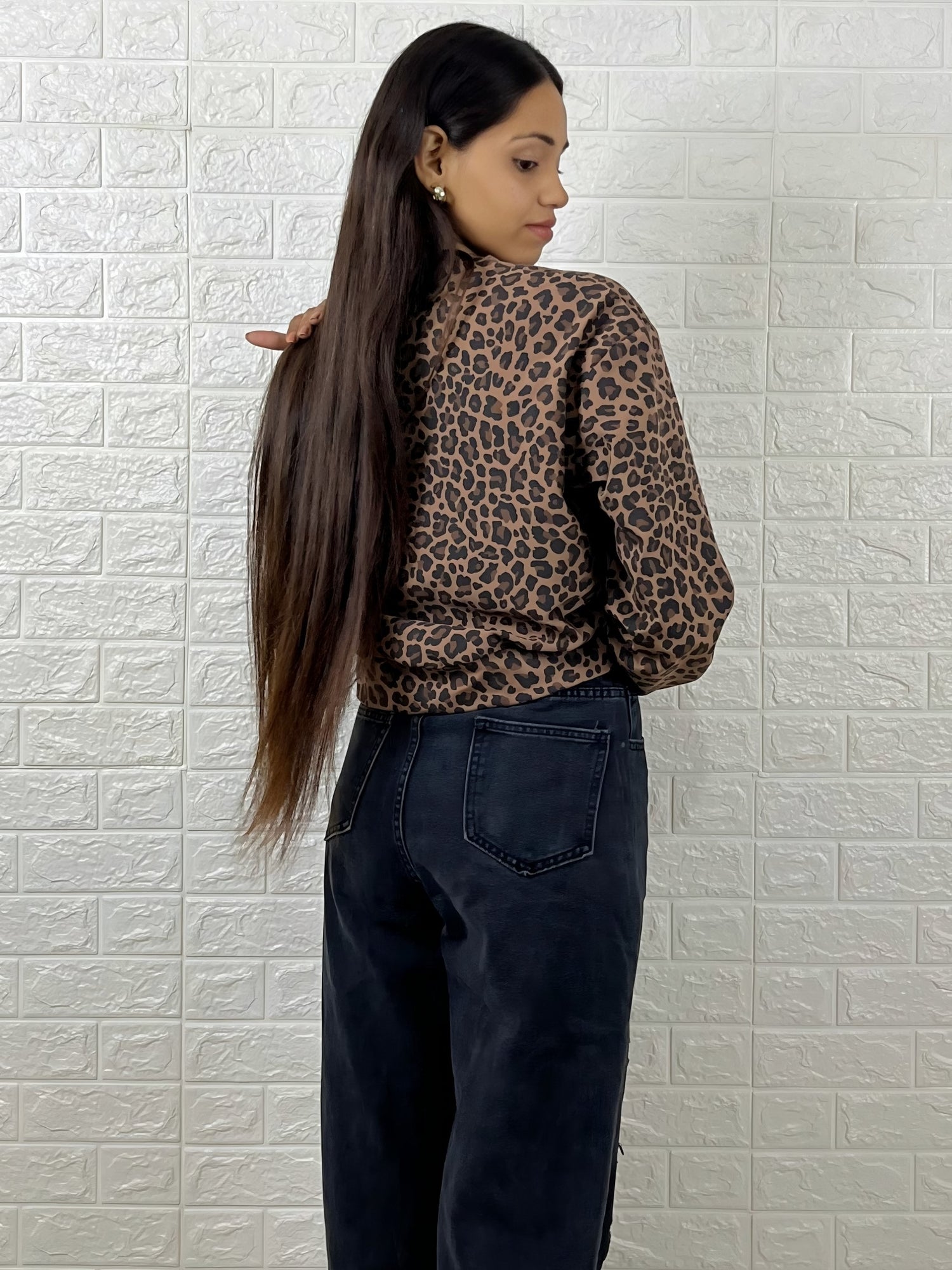 Brown Leopard Print Crop Top