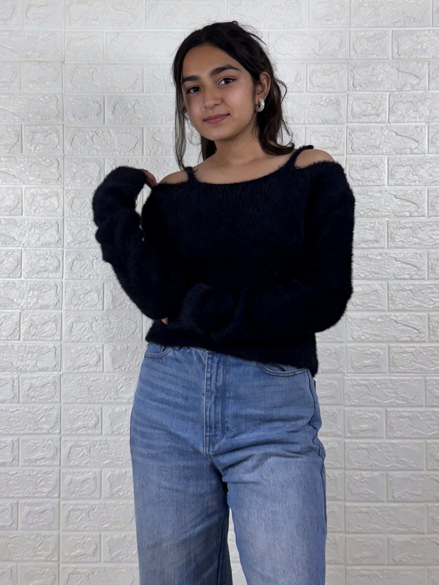 Women’s Color Block Knitted Sweater | with Cream Pullover Winter Top