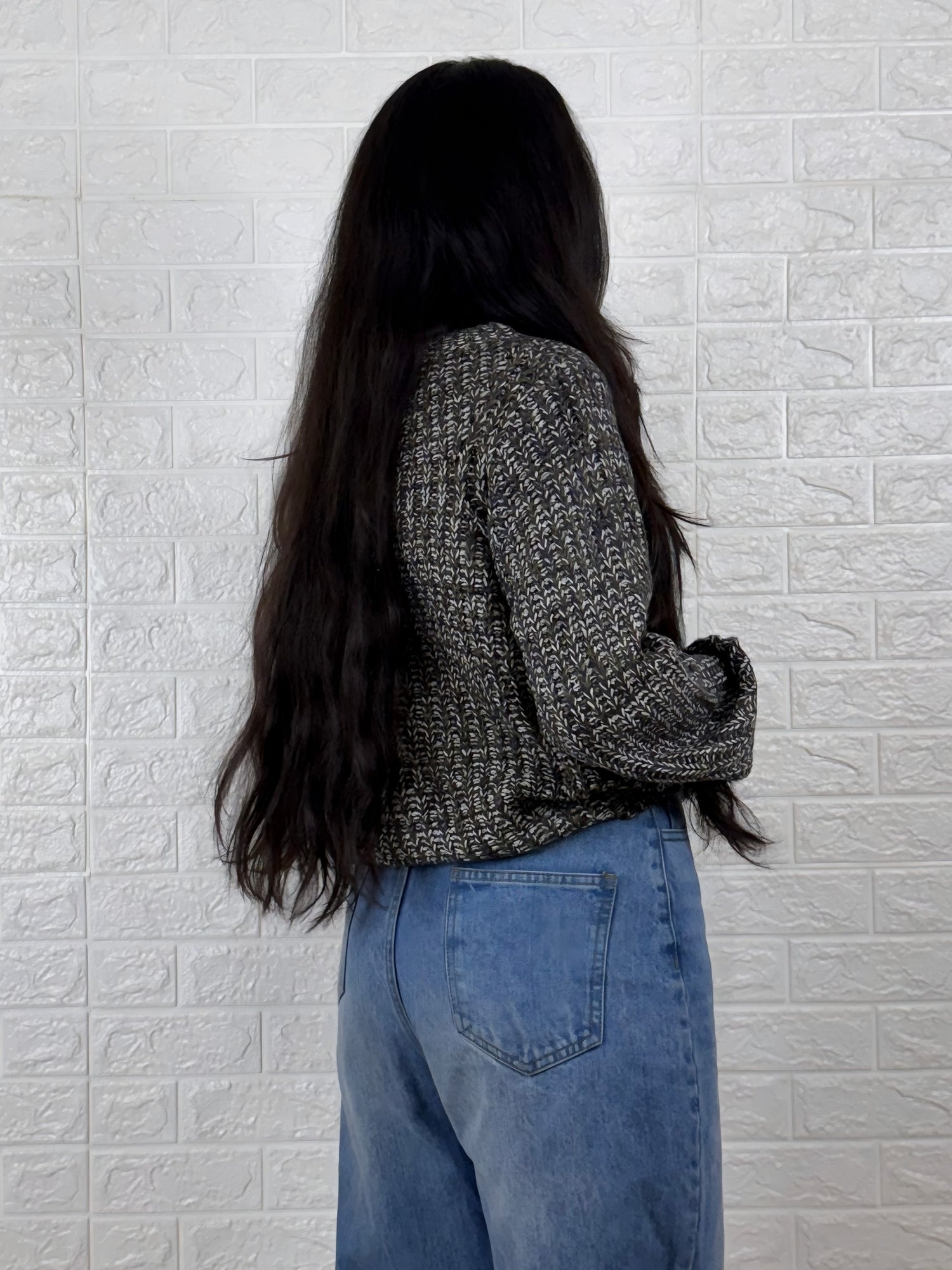 Chunky Marled Knit Crewneck Sweater