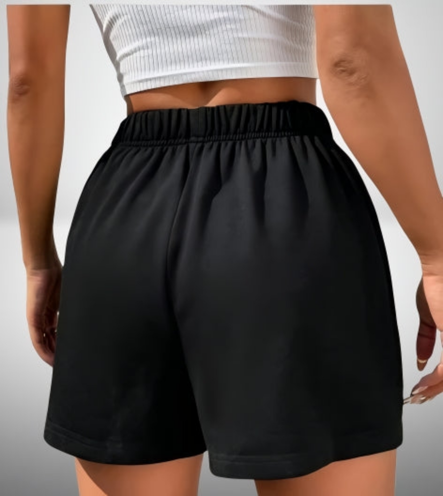 Women’s Black High Waist Shorts with White Butterfly Print