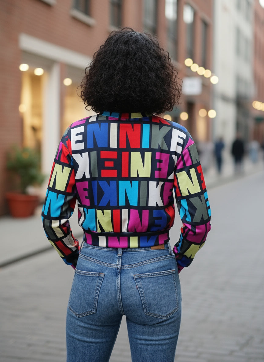 Color Pop Graphic Print Sweatshirt for Women