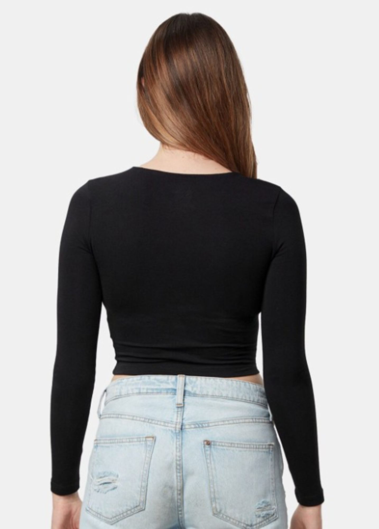 Classic Black Long Sleeve Crop Top