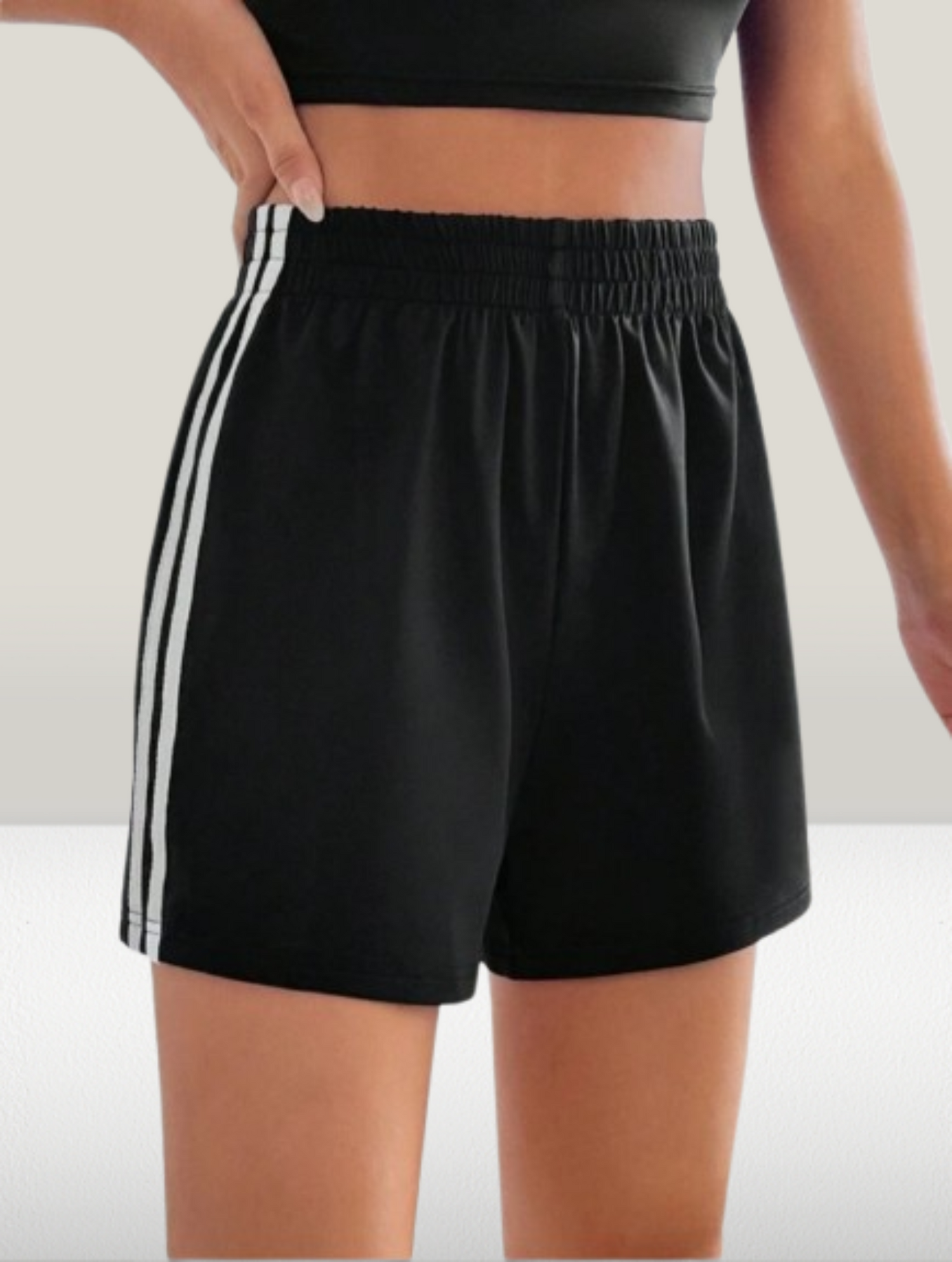 Black Athletic Shorts with White Side Stripes