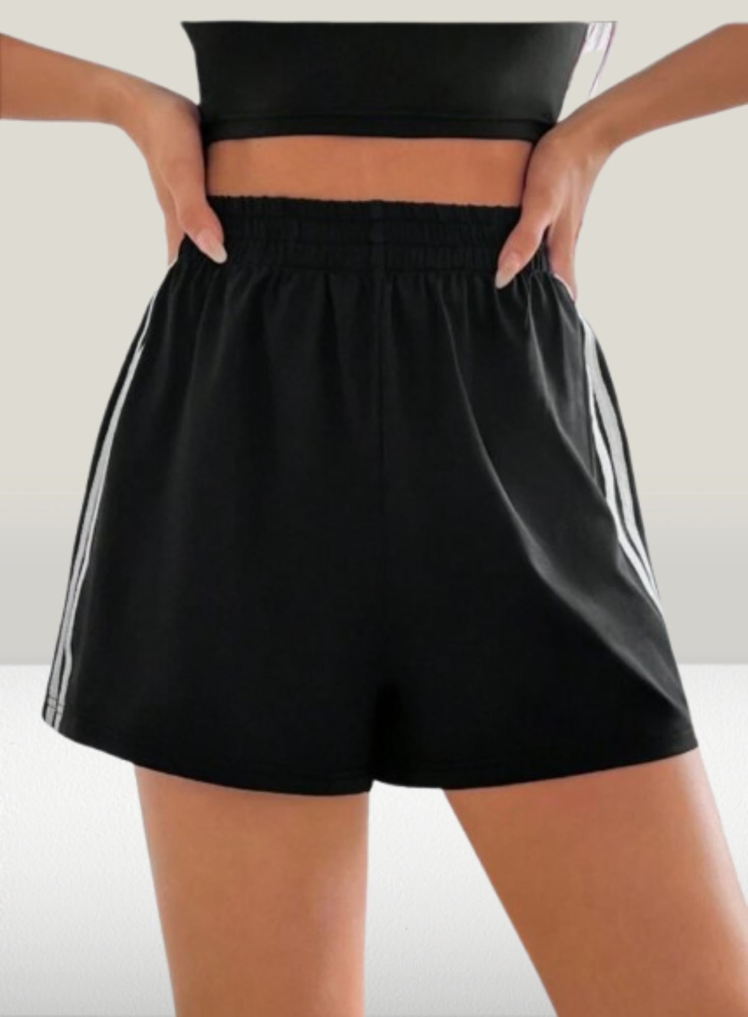 Black Athletic Shorts with White Side Stripes